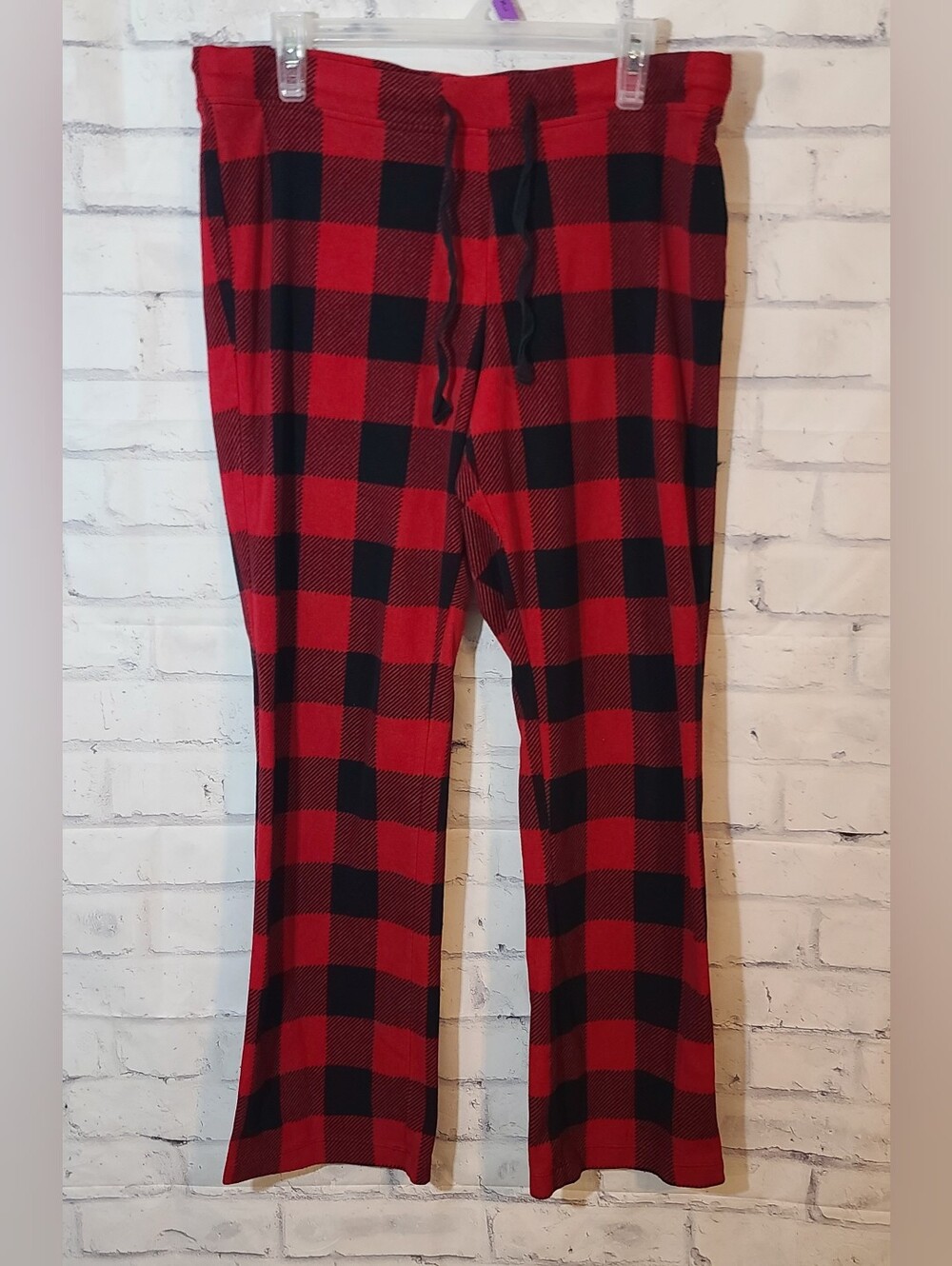Old Navy Women's Red Black Buffalo Plaid Flannel Pajama Pants Drawstring, L